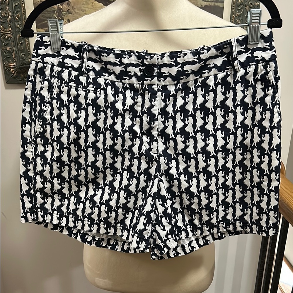 Navy and White Shorts Hula Print